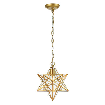 Stellaa 12" Moravian Star Metal/Clear Glass LED Pendant - JONATHAN Y
